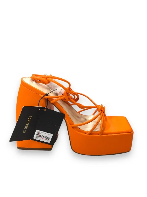 Shoes Heels Block By Liliana In Orange, Size: 6.5---Fashionable Kitten Heels for Date Night