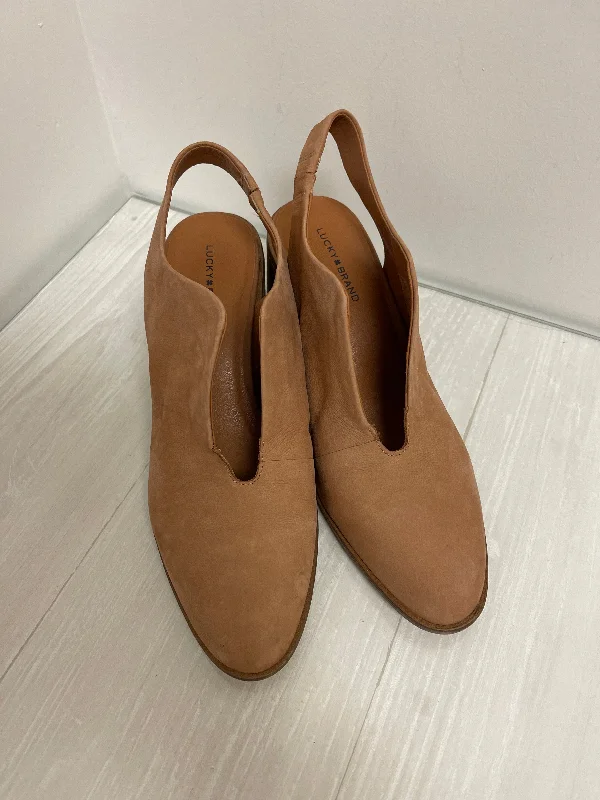 Shoes Heels Block By Lucky Brand In Tan, Size: 10---Fashionable Kitten Heels for Date Night