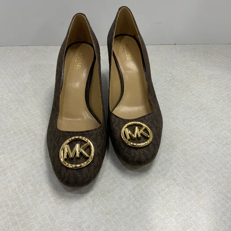 Shoes Heels Block By Michael By Michael Kors In Brown, Size: 7.5---Fashionable Kitten Heels for Date Night