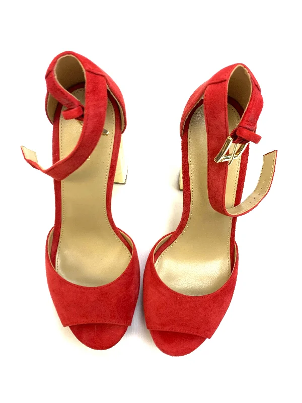 Shoes Heels Block By Michael By Michael Kors In Red, Size: 7---Fashionable Kitten Heels for Date Night