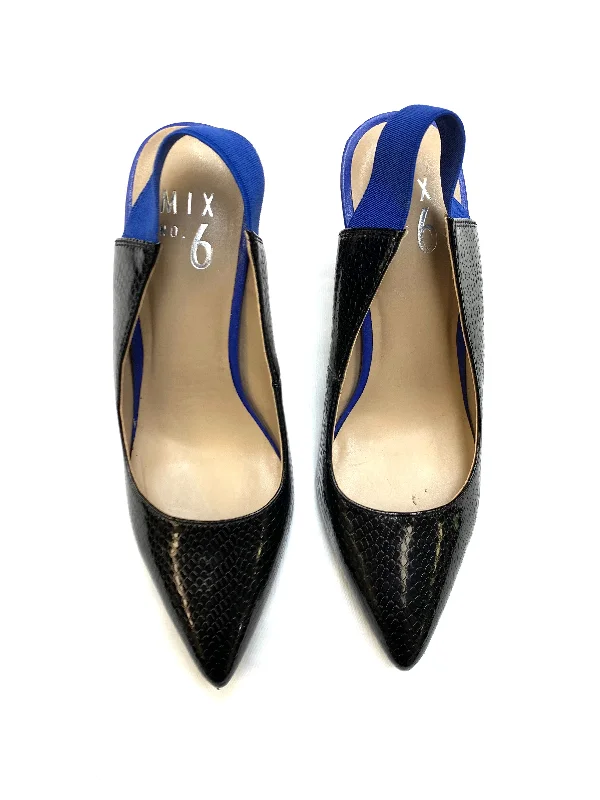 Shoes Heels Block By Mix No 6 In Black & Blue, Size: 6---Fashionable Kitten Heels for Date Night