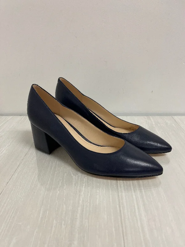 Shoes Heels Block By Nine West In Navy, Size: 7.5---Fashionable Kitten Heels for Date Night