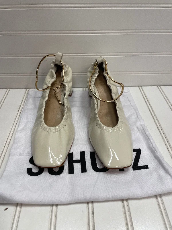 Shoes Heels Block By Schutz In Cream, Size: 7.5---Fashionable Kitten Heels for Date Night