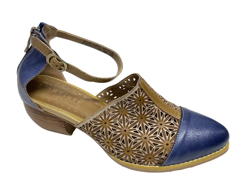 Shoes Heels Block By Spring Step In Blue & Tan, Size: 8---Fashionable Kitten Heels for Date Night