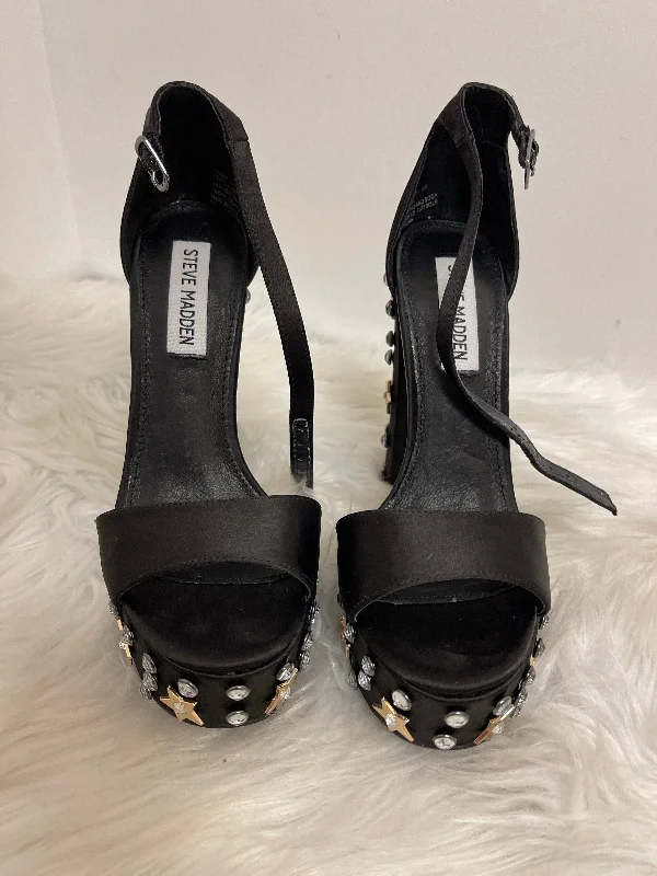 Shoes Heels Block By Steve Madden In Black & Gold, Size: 6---Fashionable Kitten Heels for Date Night