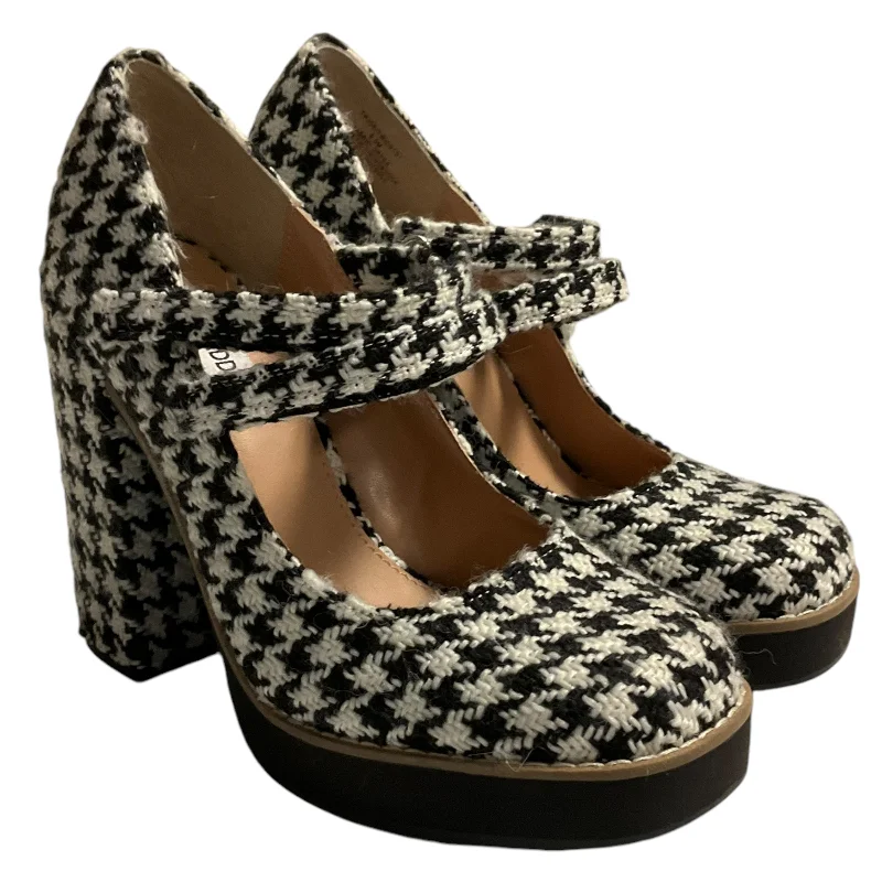 Shoes Heels Block By Steve Madden In Black & White, Size: 6.5---Fashionable Kitten Heels for Date Night