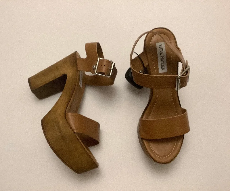 Shoes Heels Block By Steve Madden In Brown, Size: 9---Fashionable Kitten Heels for Date Night