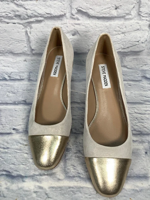 Shoes Heels Block By Steve Madden In Gold & Grey, Size: 9---Fashionable Kitten Heels for Date Night