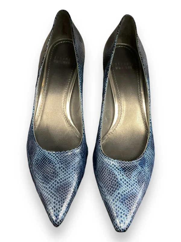 Shoes Heels Block By Stuart Weitzman In Navy, Size: 9.5---Fashionable Kitten Heels for Date Night