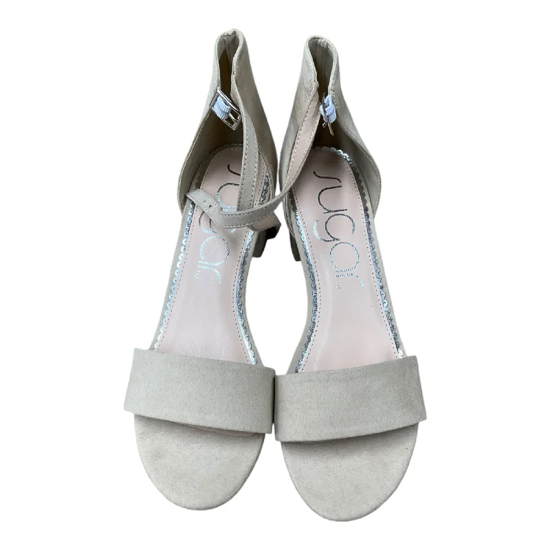 Shoes Heels Block By Sugar In Beige, Size: 9.5---Fashionable Kitten Heels for Date Night