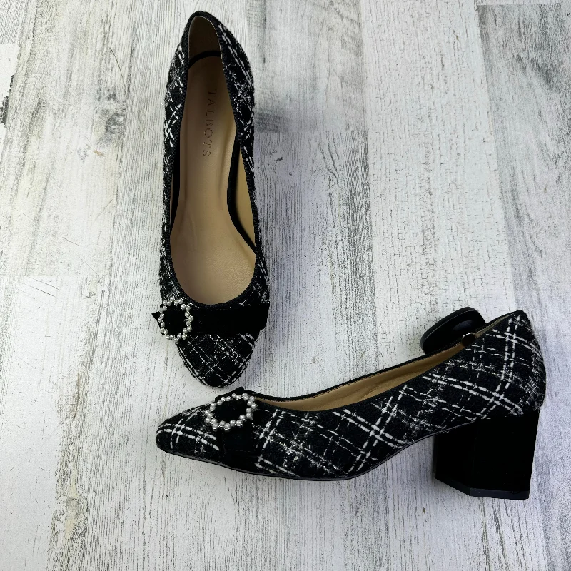 Shoes Heels Block By Talbots In Black & White, Size: 7.5---Fashionable Kitten Heels for Date Night