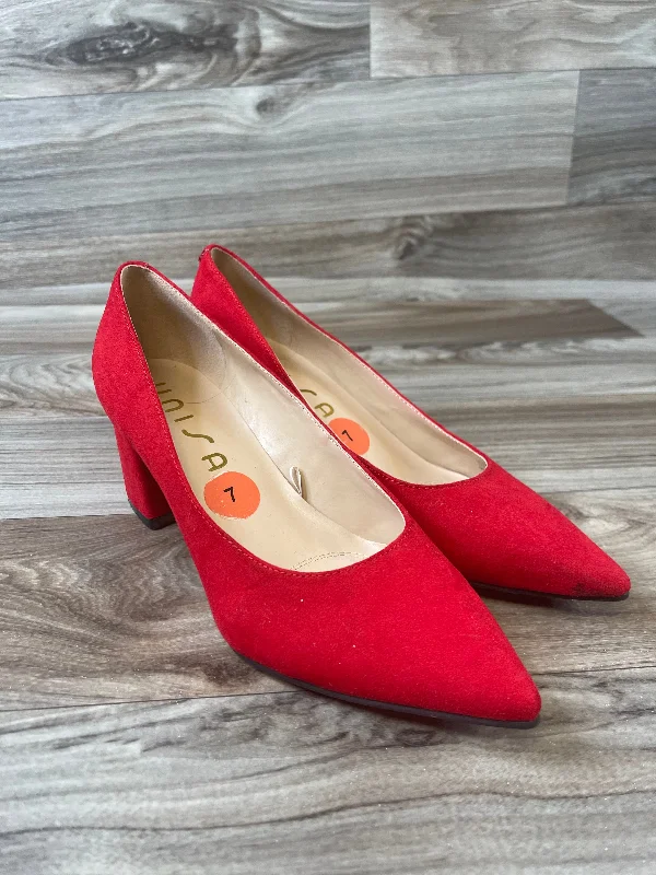 Shoes Heels Block By Unisa In Red, Size: 7---Fashionable Kitten Heels for Date Night