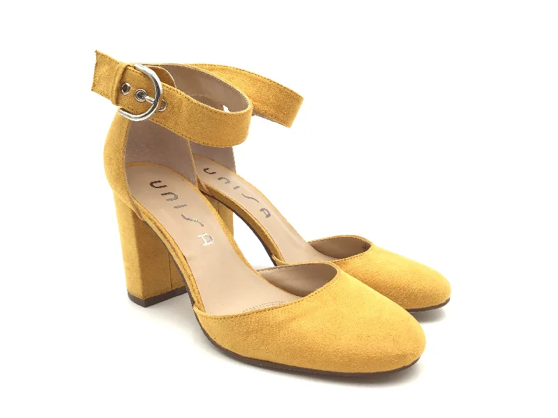 Shoes Heels Block By Unisa In Yellow, Size: 7.5---Fashionable Kitten Heels for Date Night