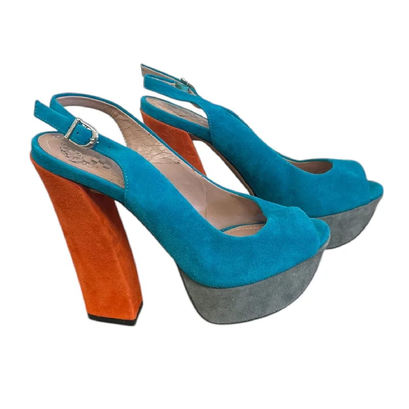 Shoes Heels Block By Vince Camuto In Blue & Orange, Size: 5.5---Fashionable Kitten Heels for Date Night