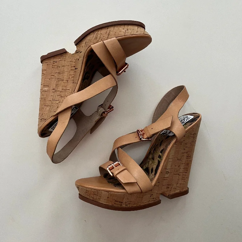 Shoes Heels Espadrille Block By Sam Edelman In Tan, Size: 9---Fashionable Kitten Heels for Date Night