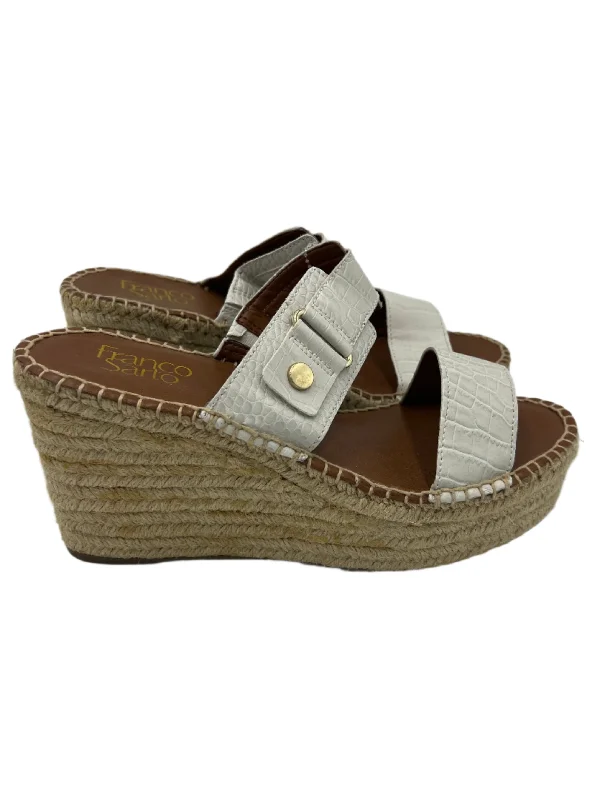 Espadrille Wedge By Franco Sarto In White, Size: 9---Fashionable Kitten Heels for Date Night