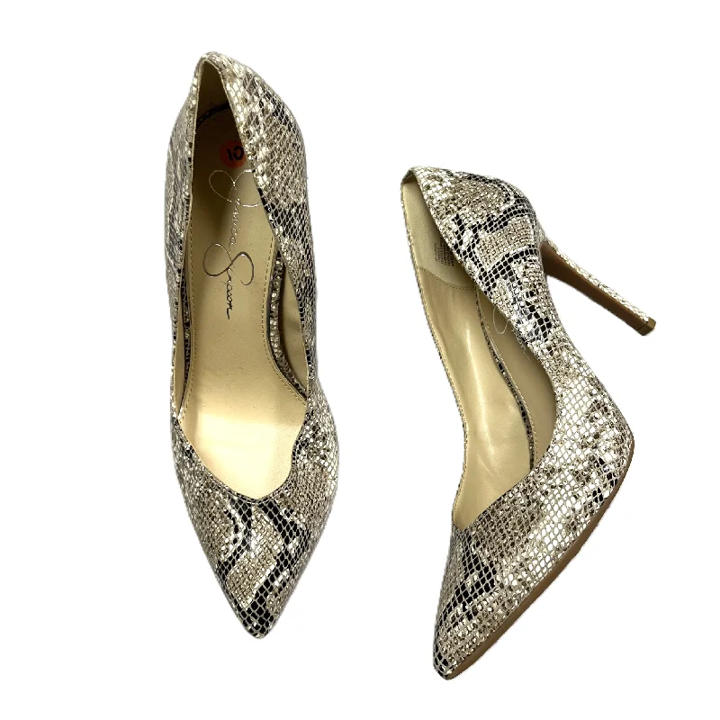 Stiletto Heel Pumps with Perfect Fit--Shoes Heels Stiletto By Jessica Simpson In Snakeskin Print, Size: 10-Fashionable & Classic