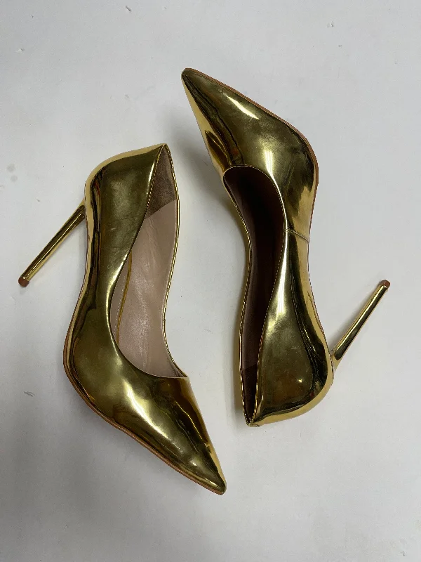 Stiletto Heel Pumps with Perfect Fit--Shoes Heels Stiletto By Steve Madden In Gold, Size: 11-Fashionable & Classic