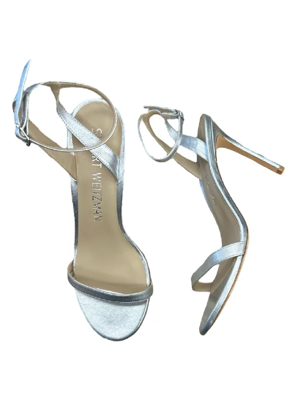 Stiletto Heel Pumps with Perfect Fit--Shoes Heels Stiletto By Stuart Weitzman In Silver, Size: 9.5-Fashionable & Classic