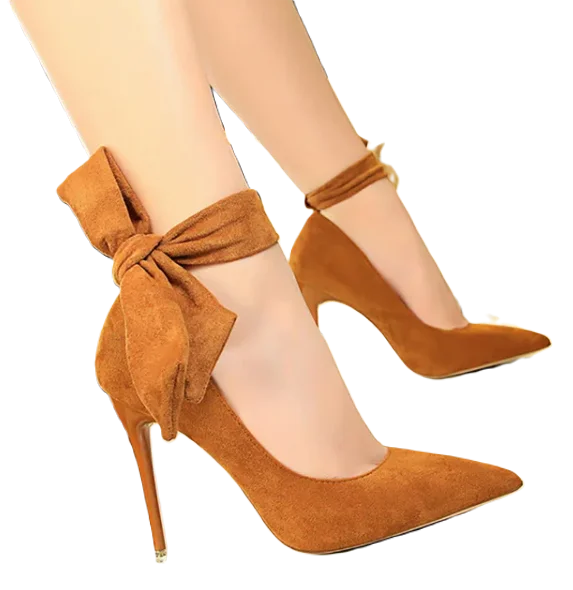 Affordable Suede Ankle Pumps for All-Day Wear--Shoes High Heels Suede Women Shoes Bow-knot Woman Pumps Stiletto Ladies Shoes Women Basic Pump Wedding Shoes Footwear