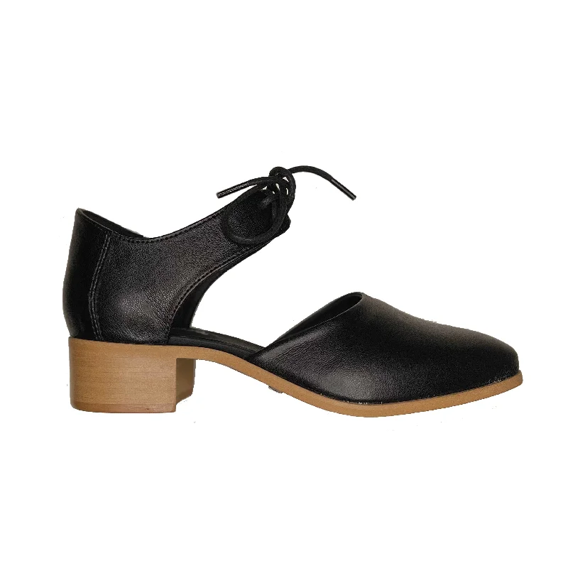 'Shona' corn-leather 🌽 low heel by Zette Shoes - black---Comfortable Leather Pumps for Office and Everyday Wear