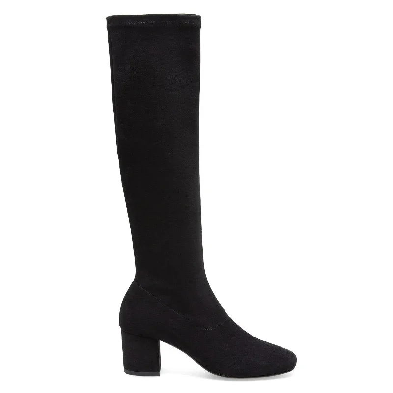 Affordable Suede Ankle Pumps for All-Day Wear--Silent D Women's Comess Black Stretch Suede