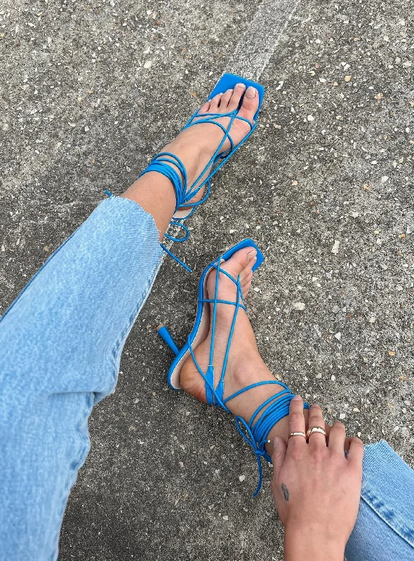 Silva Strappy Heels Blue---Affordable Strappy Platform Heels with Premium Quality