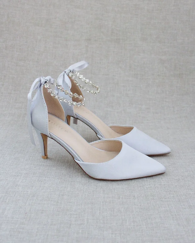 Evening Pumps with Amaryllis Crystal Strap---Elegant Evening Heels for Weddings and Parties