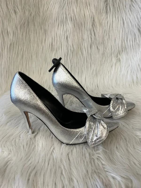 Stiletto Heel Pumps with Perfect Fit--Silver Shoes Heels Stiletto Ted Baker, Size 7.5-Fashionable & Classic