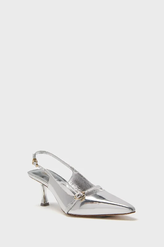 Stiletto Heel Pumps with Perfect Fit--Silver Specchio Ines Pump-Fashionable & Classic