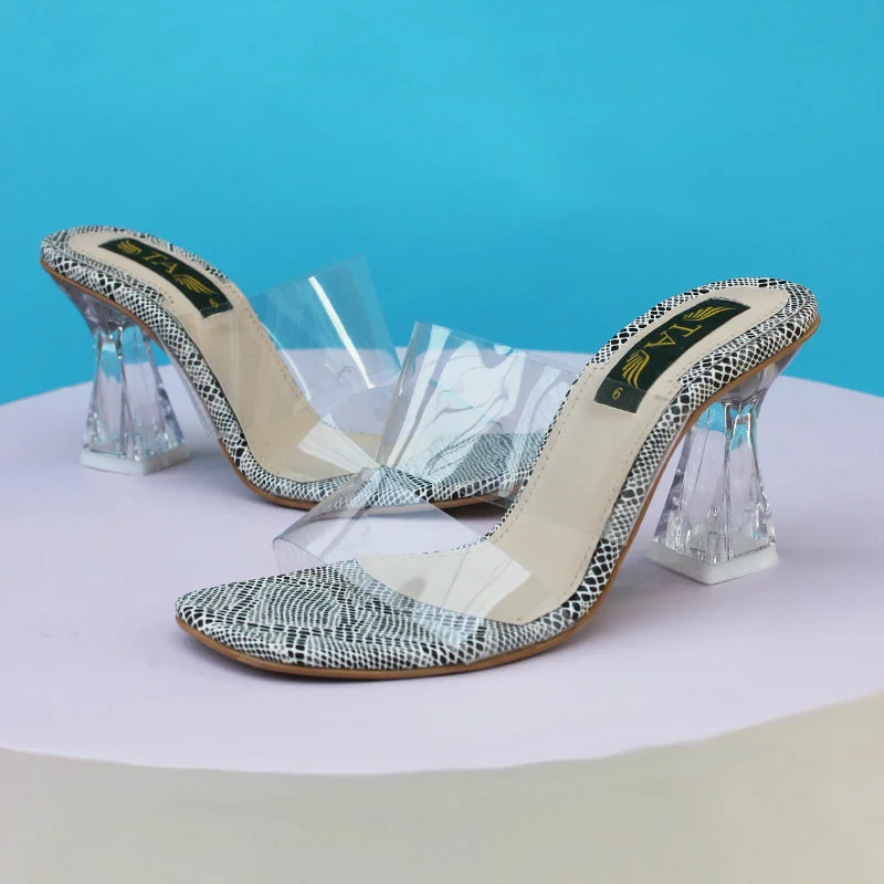 Versatile Heeled Sandals for Any Occasion---Silver Transparent Block Heel