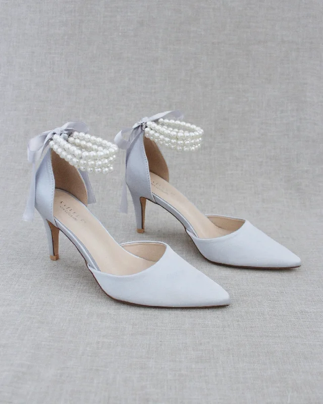 Trinity Pearl Wrap Evening Shoes---Elegant Evening Heels for Weddings and Parties