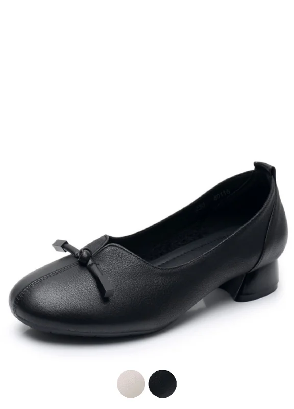 Silvia Women's Leather Pump Black Shoes---Comfortable Leather Pumps for Office and Everyday Wear