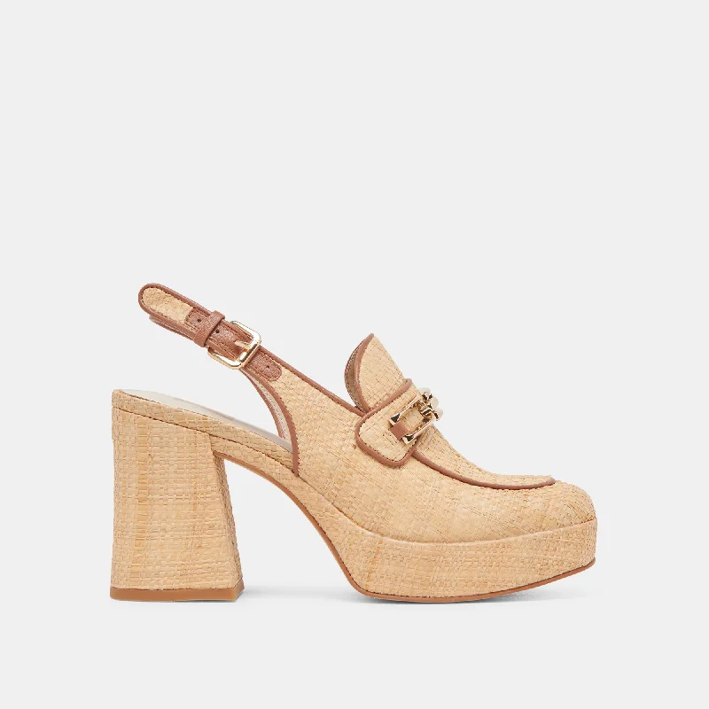 Stiletto Heel Pumps with Perfect Fit--SIRUS HEELS LT NATURAL RAFFIA-Fashionable & Classic