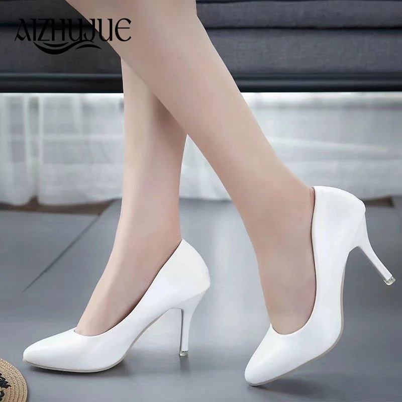 Versatile Dress Heels for Formal and Casual Wear---Size 34-45 women pumps 2018 new fashion sexy prom party shoes classic white black pink light green OL office career high heels