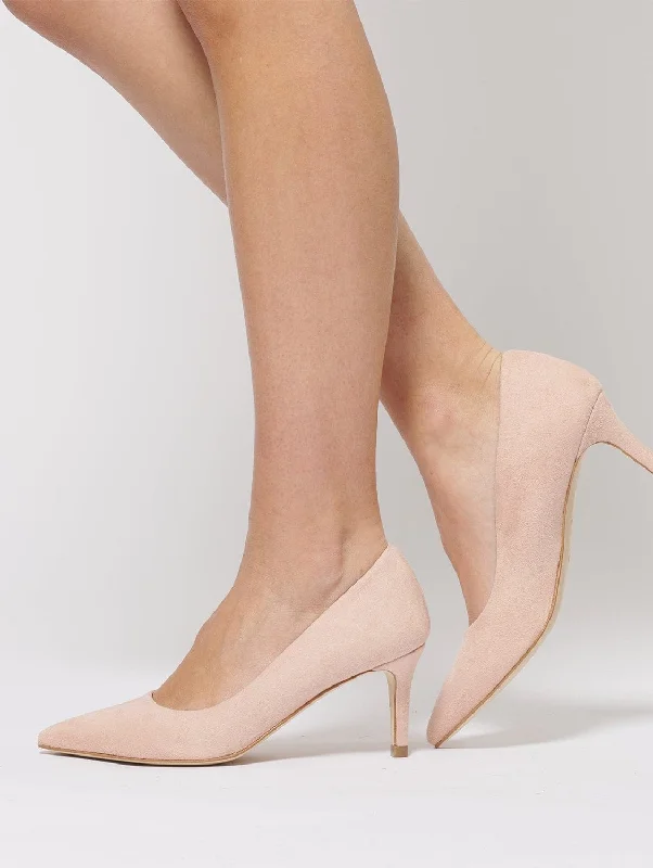 Affordable Suede Ankle Pumps for All-Day Wear--Vegan Suede Pointed Toe Pumps | Nude