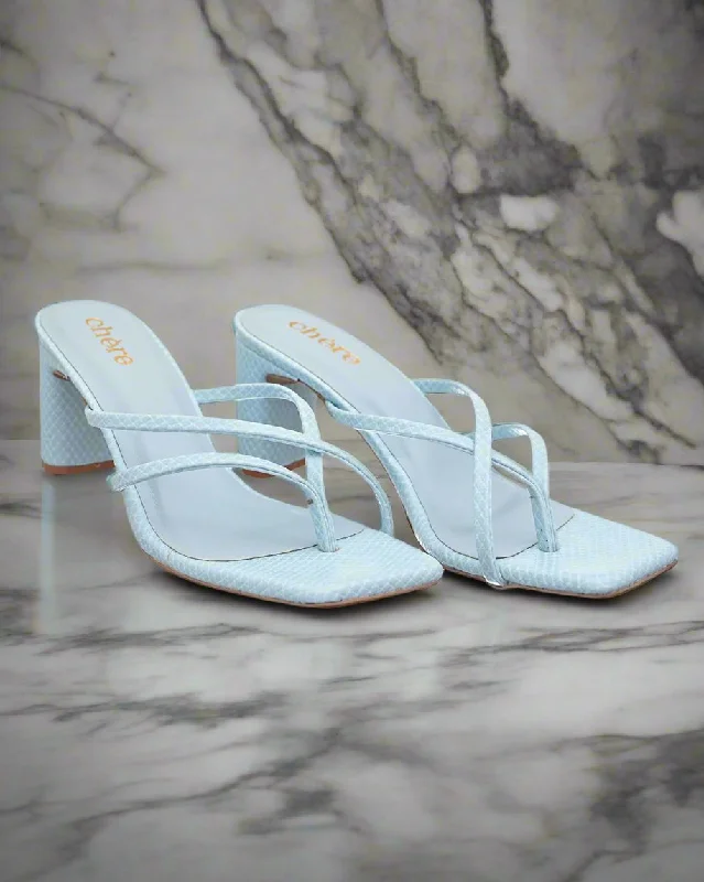 Sky blue strappy block heels for Women---Affordable Strappy Platform Heels with Premium Quality