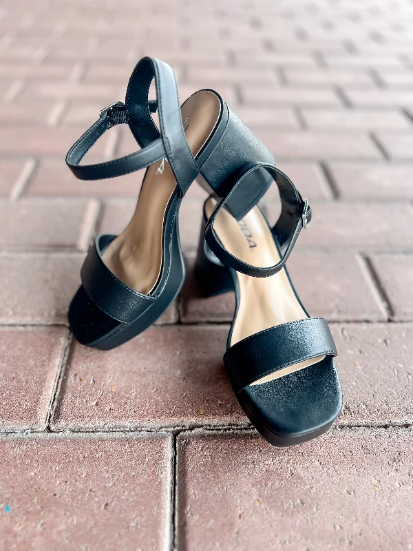 Stylish Ankle Strap Heels for Women--Slater Ankle Strap Platform Heel-Black