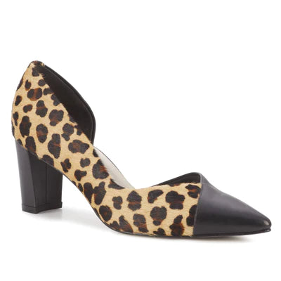 Versatile Heeled Sandals for Any Occasion---Sloan Pump: Leopard Calf Hair/Black Cashmere I Walking Cradle