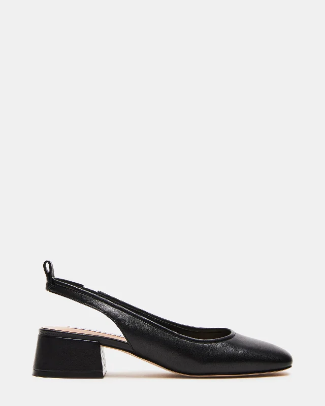 SMITTEN BLACK LEATHER---Comfortable Leather Pumps for Office and Everyday Wear