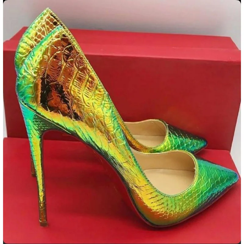 Stiletto Heel Pumps with Perfect Fit--Snake Pattern High Heel Shoes-Fashionable & Classic