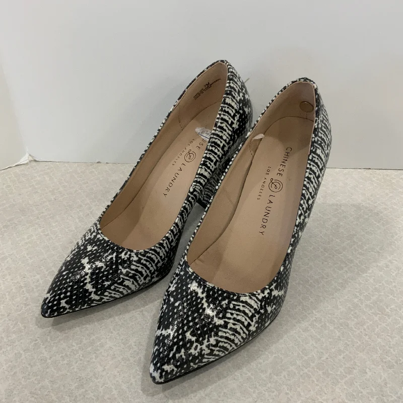 Snakeskin Print Shoes Heels Block Chinese Laundry, Size 7---Fashionable Kitten Heels for Date Night