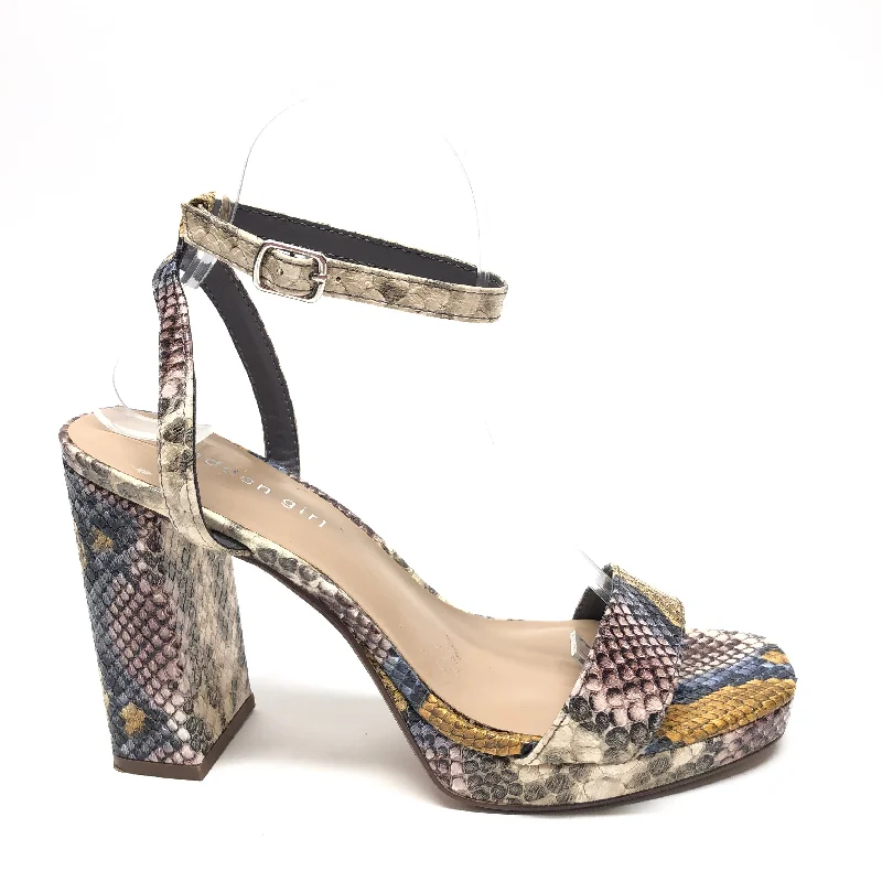 Snakeskin Print Shoes Heels Block Madden Girl, Size 8---Fashionable Kitten Heels for Date Night