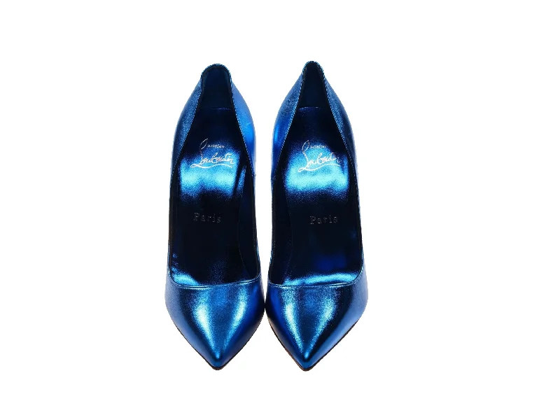 So Kate 120 Blue Laminated Leather High Heel Pumps---Comfortable Leather Pumps for Office and Everyday Wear