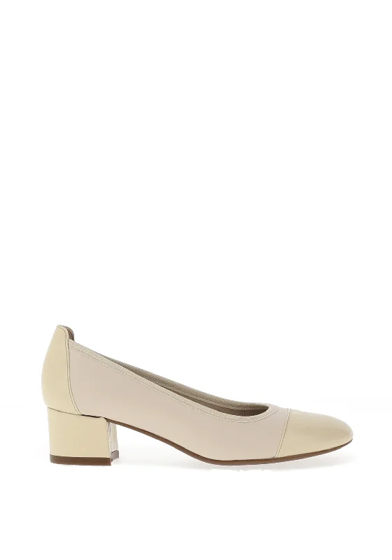 Sleek and Shiny Patent Pump Heels for a Polished Look--Softmode Hazel Leather Patent Block Heel Shoes, Beige