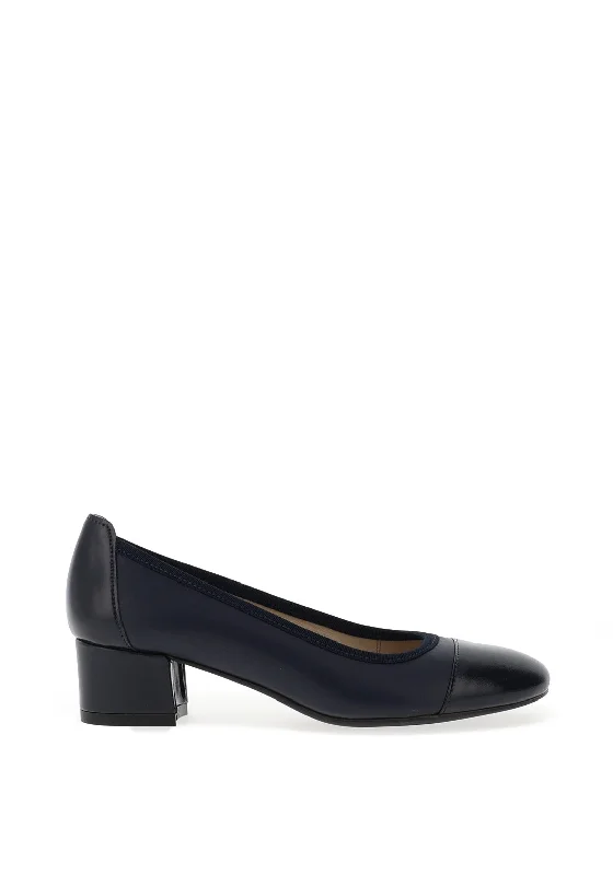 Sleek and Shiny Patent Pump Heels for a Polished Look--Softmode Hazel Leather Patent Block Heel Shoes, Navy