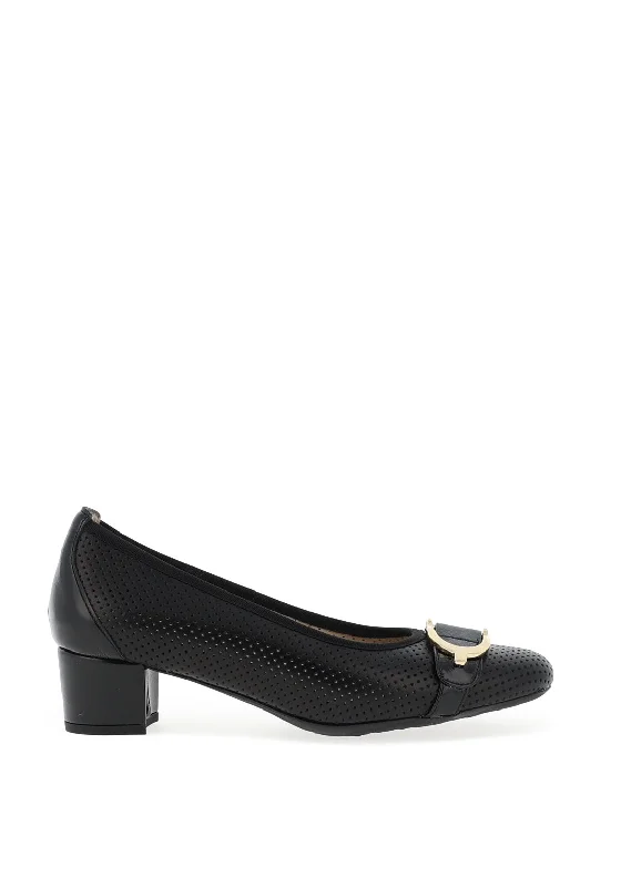 Trendy Chunky Heel Pumps for Casual Wear--Softmode Madison Leather Block Heel Shoes, Black