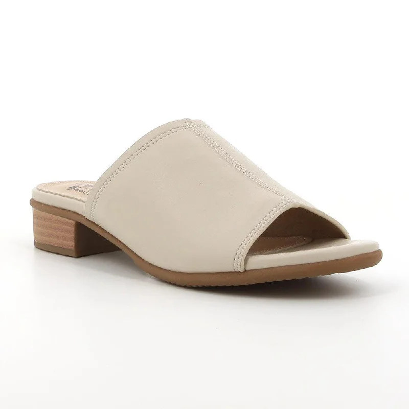 Trendy Peep Toe Platform Heels Crafted from Genuine Leather--Soft Style By Hush Puppies Soft Electra Peep Toe -Stone