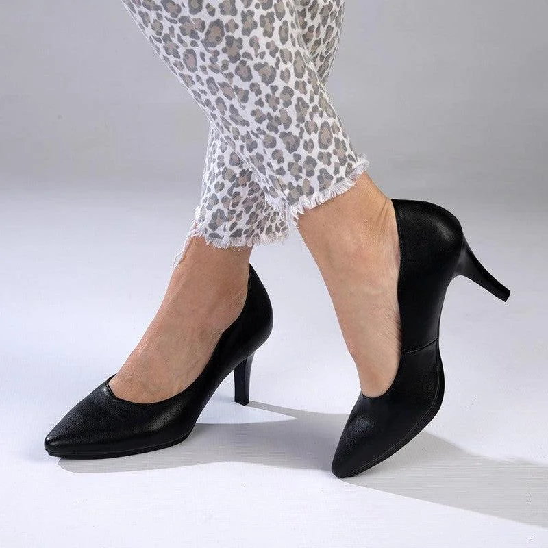 Soft Style Hush Puppies Phillipa Court Heel - Black---Fashionable Kitten Heels for Date Night