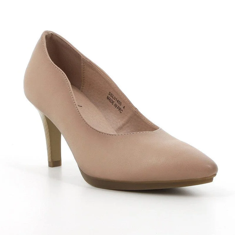 Soft Style Hush Puppies Phillipa Court Heel - Nude---Fashionable Kitten Heels for Date Night